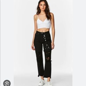 Carmar ripped black straight leg jeans